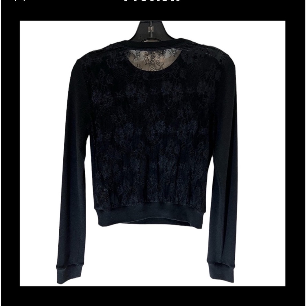 Alice & Olivia Black Lace Long Sleeve Lace Back Top